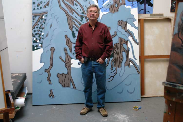 The painter Curtis Hoekzema in his studio. Curtis Hoekzema, Venice California.