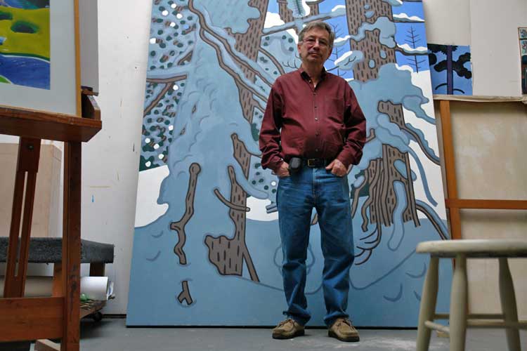 The painter Curtis Hoekzema in his studio. Curtis Hoekzema, Venice California.