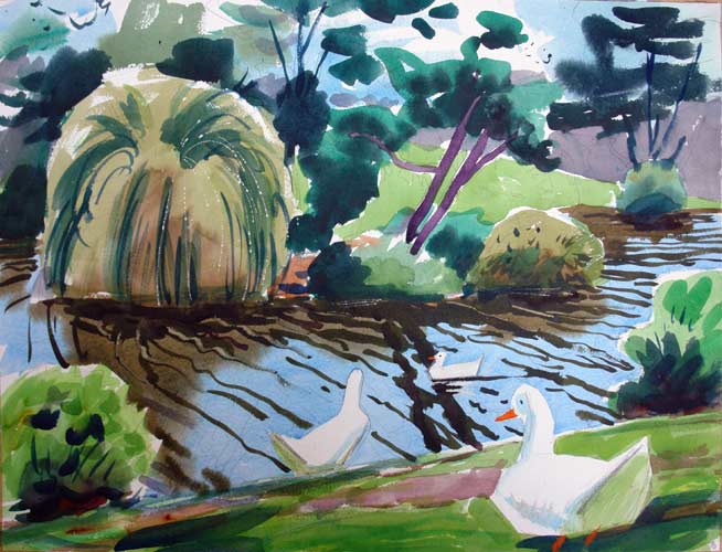 LANDSCAPES - watercolor painting by the Venice painter, Curtis Hoekzema.